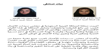 بيان صحفى السيدة / مضاوى عبدالله الحسون ممثلة عن المملكة العربية السعودية و بيان صحفى السيدة /سميحه احمد القصيبى ممثلة عن المملكة العربية السعودية